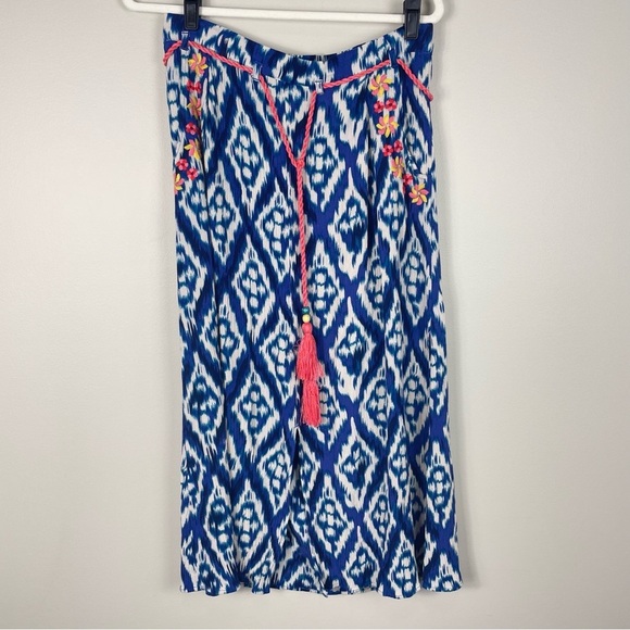 Soft Surroundings Maxi Skirt Blue Ikat Womens Petite Small Bohemian Hippie - Picture 8 of 8